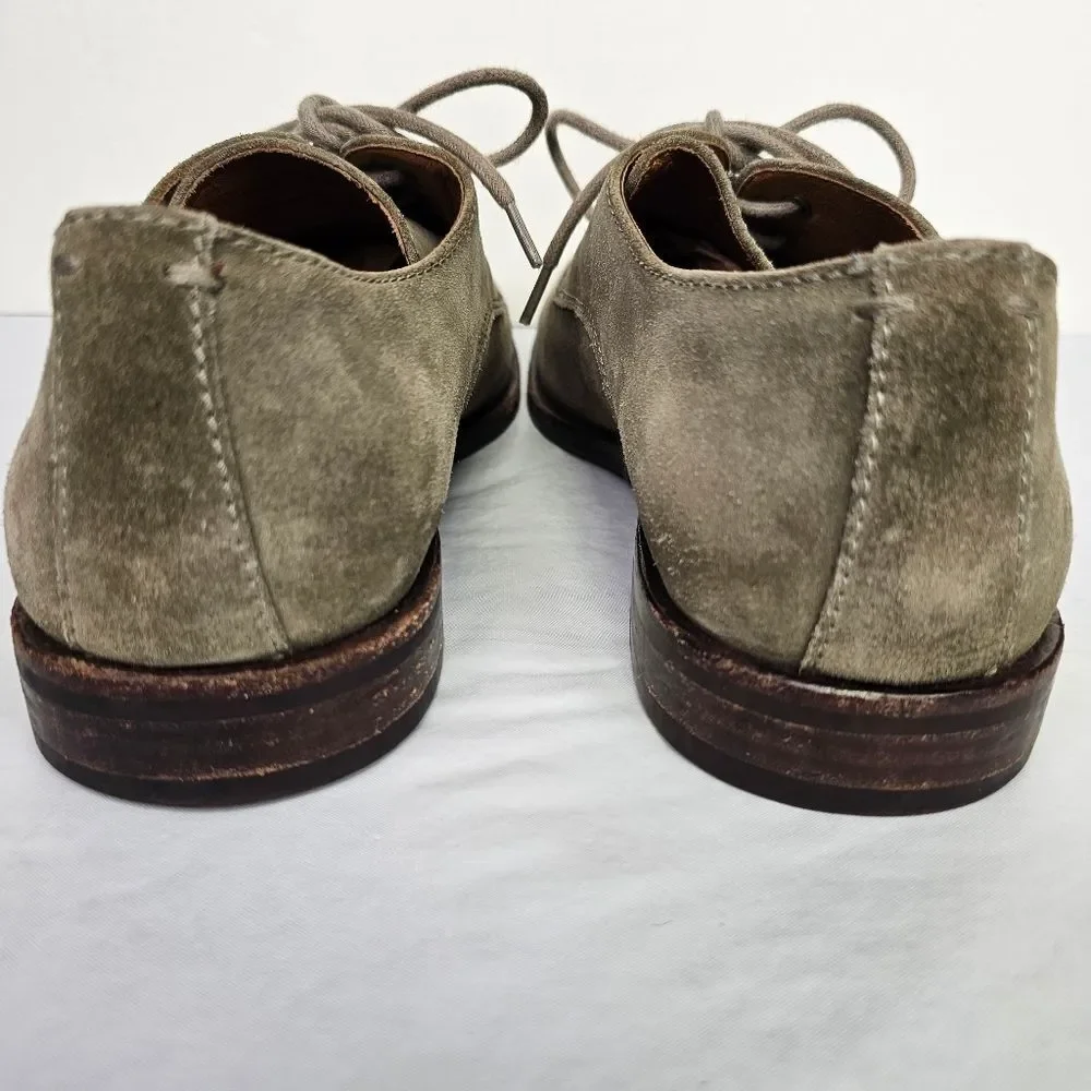 FRYE Oxford Green/Taupe Suede Cap Toe  Lace Up Shoes Sz 8.5 Career Classic